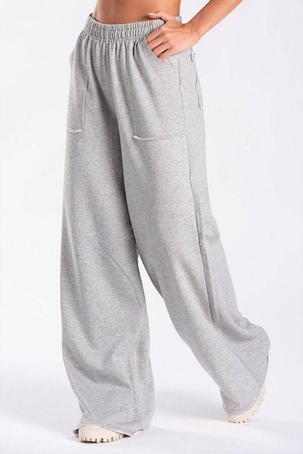 Calça Wide Leg Moletom Mescla Bananinha